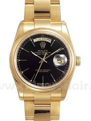 Rolex Gold Day-Date Replica Watch Black Face